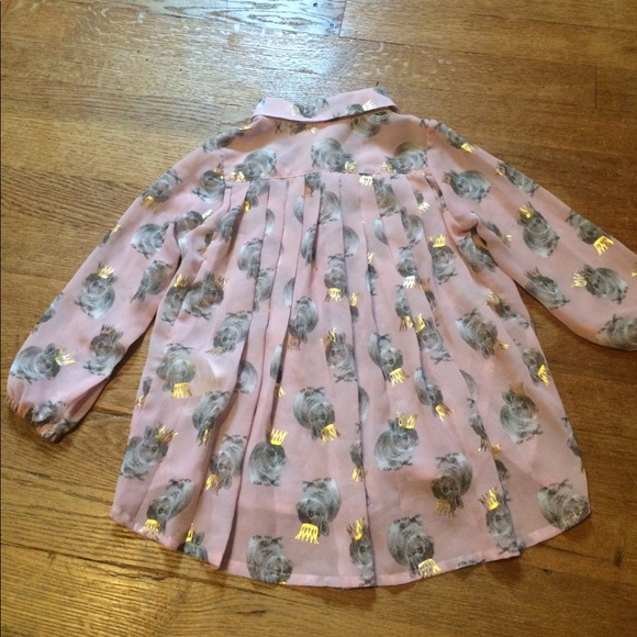 Sheer Easter pink bunny gold crown blouse - Picture 7 of 9